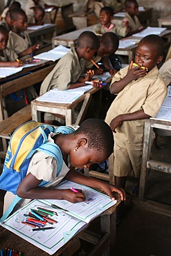 Primary school in Africa, Lome, Togo, West Africa, Africa