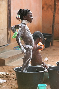 Bathing in an African house, Lome, Togo, West Africa, Africa