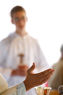 Eucharist celebration, Les Sauvages, Rhone, France, Europe