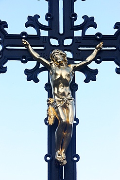 Crucifix, Vysehrad Cemetery, Prague, Czech Republic, Europe