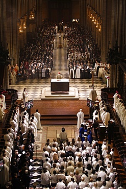 Easter week celebration (Chrism mass) in Notre Dame Cathedral, Paris, France, Europe