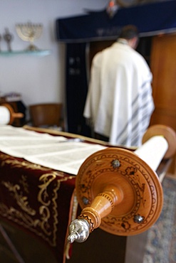 Jewish Torah scroll in a synagogue, Paris, France, Europe