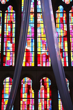 Stained glass windows, Church of Notre-Dame du Perpetuel Secours, Paris, France, Europe