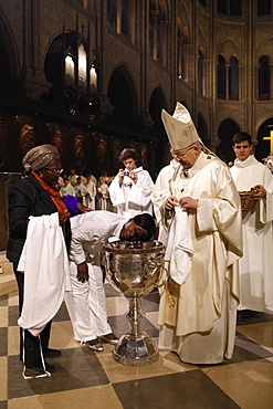 Easter vigil baptisms, Notre Dame cathedral, Paris, France, Europe