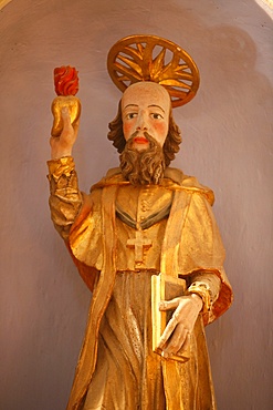 An 18th century wood statue depicting Saint Francois de Sales, Notre-Dame de la Gorge, Haute Savoie, France, Europe