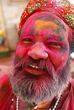 Holi celebration in Goverdan, Uttar Pradesh, India, Asia