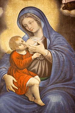 Painting of Mary breast feeding Jesus in S. Francesco di Paola church, Gallipoli, Lecce,Apulia, Italy, Europe