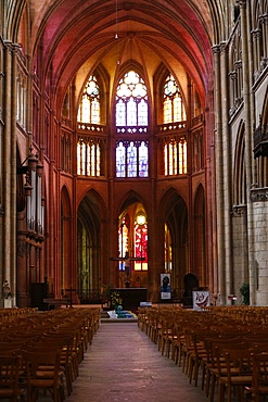 The nave, Nevers cathedral, Burgundy, France, Europe