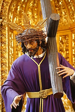 Sculpture of Jesus carrying the cross in a Cordoba church, Cordoba, Andalucia, Spain, Europe