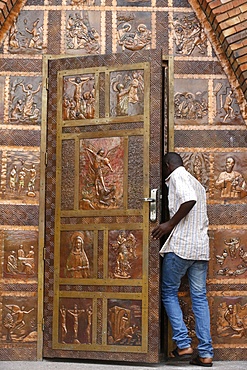 Gate, St. Anne's Basilica, Brazzaville, Congo, Africa