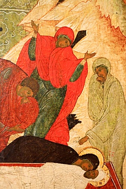 Sixteenth century painting of the The Entombment by Pskov, Russian Museum, St. Petersburg, Russia, Europe