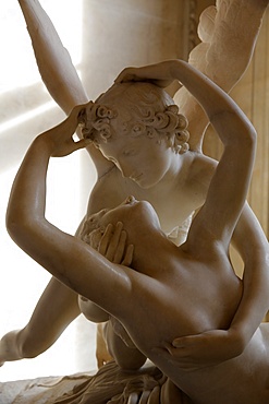 Psyche revived by the kiss of Love, Antonio Canova, 18th century marble, Louvre Museum, Paris, France, Europe