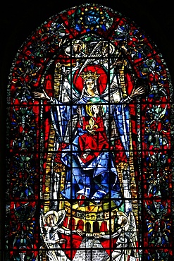 Stained glass window of Our Lady of Strasbourg by Max Ingrand, Our Lady of Strasbourg Cathedral, Strasbourg, Alsace, France, Europe