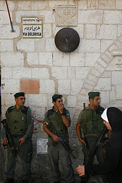 Israeli soldiers on Via Dolorosa, Jerusalem, Israel, Middle East