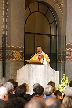 Bishop Michel Aupetit at Catholic Mass in Sainte Genevieve's Cathedral, Nanterre, France, Europe