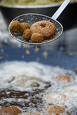 Falafel frying, Jerusalem, Israel, Middle East