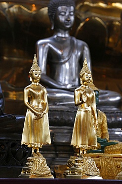 Buddha statues, main altar, Wat Velouvanaram, Bussy Saint Georges, Seine et Marne, France, Europe