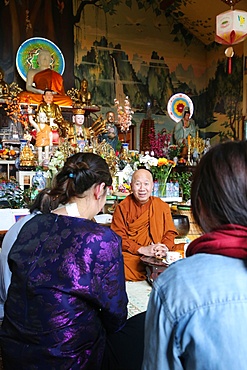 Learning Buddhism with a monk, Tu An Buddhist temple, Saint-Pierre-en-Faucigny, Haute-Savoie, France, Europe