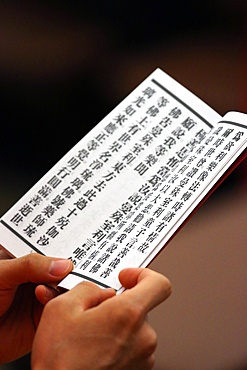 Buddhist sacred texts, Buddhist ceremony in Fo Guang Shan Temple, Geneva, Switzerland, Europe