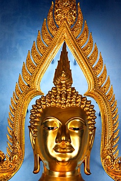 Detail, Golden Buddha statue, Wat Benchamabophit (Marble Temple), Bangkok, Thailand, Southeast Asia, Asia