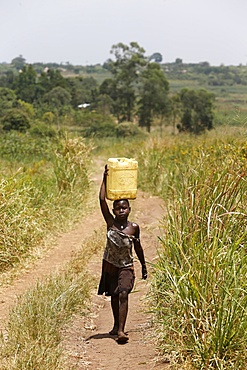 Ugandan child fetching water, Masindi, Uganda, Africa