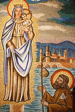 Pilgrim kneeling before the Virgin, Annunciation Basilica, Nazareth, Galilee, Israel, Middle East