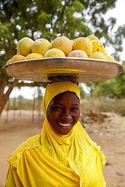 Young woman selling fruit in Koupela, Burkina Faso, Africa