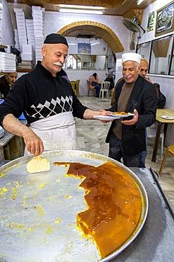 The most famous knaffieh (Palestinian cheese pastry) shop in Nablus, West Bank, Palestine, Middle East