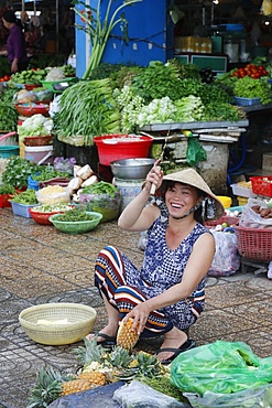 Traditional market vegetables shop, Ha Tien, Vietnam, Indochina, Southeast Asia, Asia