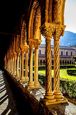 Santa Maria Nuova Cathedral cloister, Monreale, Sicily, Italy, Europe