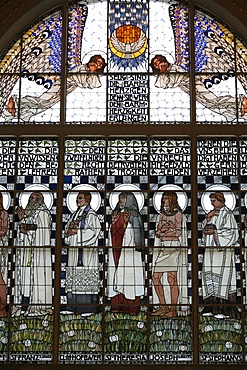 Stained glass by Koloman Moser, Am Steinhof church, Vienna, Austria, Europe