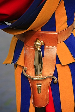 Close-up of a Swiss guard's knife, Vatican, Rome, Lazio, Italy, Europe