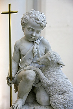 Sculpture depicting Christ as a good shepherd in Santa Maria D. Grazie church, Rome, Lazio, Italy, Europe