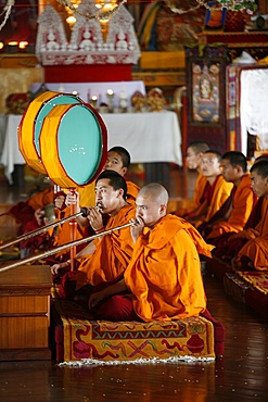 Buddhist ceremony, Kopan Monastery, Kathmandu, Nepal, Asia