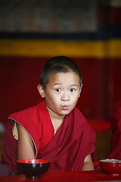 Young monk, Swayambhunath temple, Kathmandu, Nepal, Asia