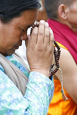 Buddhist prayers, Kathmandu, Nepal, Asia