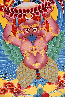 Painting of Garuda, Kopan monastery, Kathmandu, Nepal, Asia