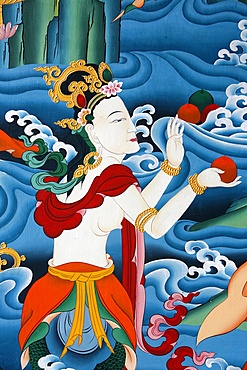 Painting of a Tibetan deity, Kopan monastery, Kathmandu, Nepal, Asia