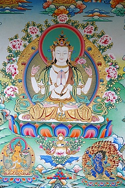 Painting of Avalokitesvara, the Buddha of Compassion, Kathmandu, Nepal,  Asia