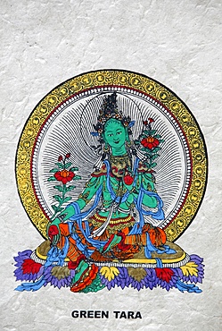 Green Tara, Buddhist symbol of prosperity, Kopan monastery, Bhaktapur, Nepal, Asia