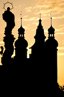 Sunset over Telc, UNESCO World Heritage Site, Moravia, Czech Republic, Europe