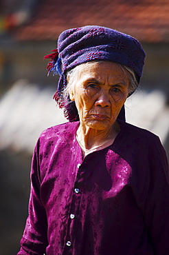 Portrait of an old woman Bridge keeper, Vietnam, Indochina, Southeast Asia, Asia