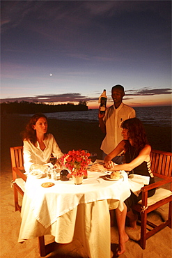 Dinner on the beach of the Anjajavy Hotel, Madagascar, Africa