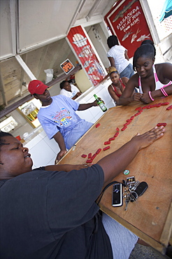 People playing dominos at the harbour of Nassau, Bahamas, West Indies, Caribbean, Central America