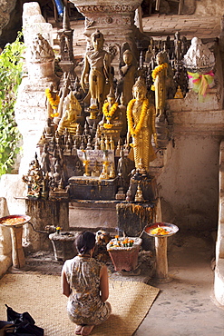 The Tham Ting spiritual caverns from the Pak Ou caves site, on the Mekong river, with many Buddha sculptures, north of Luang Prabang, Laos, Indochina, Southeast Asia, Asia