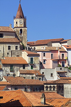 The small town of Maratea, on the Tyrrhenian Sea, Basilicata, Italy, Europe