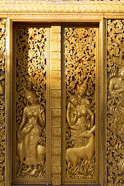 The golden door of the Royal Temple of Luang Prabang, UNESCO World Heritage Site, Laos, Indochina, Southeast Asia, Asia