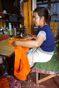 A tailor in the market of Luang Prabang, Laos, Indochina, Southeast Asia, Asia