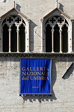 Banner of the Galleria Nazionale dell'Umbria in Perugia, Umbria, Italy, Europe