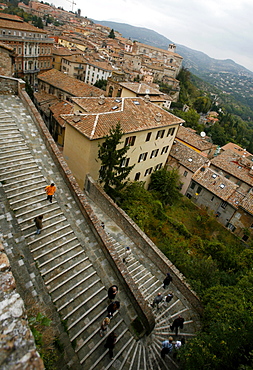 The great stone stairs of the old city of Perugia, Umbria, Italy, Europe